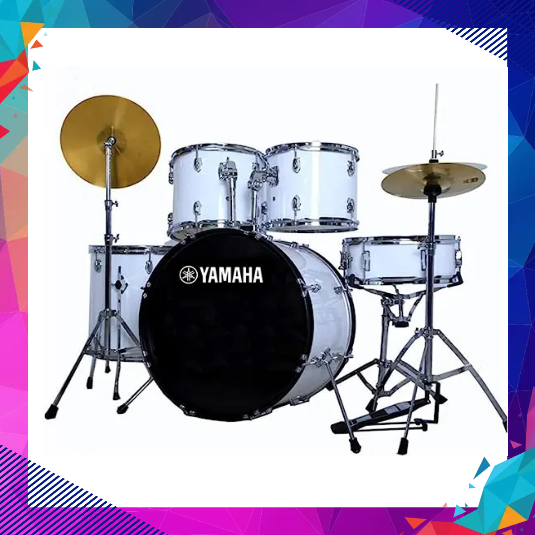 YAMAHA Gig maker 5Pc Acoustic Full Drum Set With Cymbals & Seat(White)